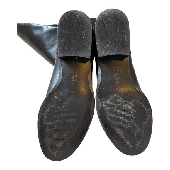 Lauren Ralph Lauren Black Leather Pull On Boots - Picture 8 of 9